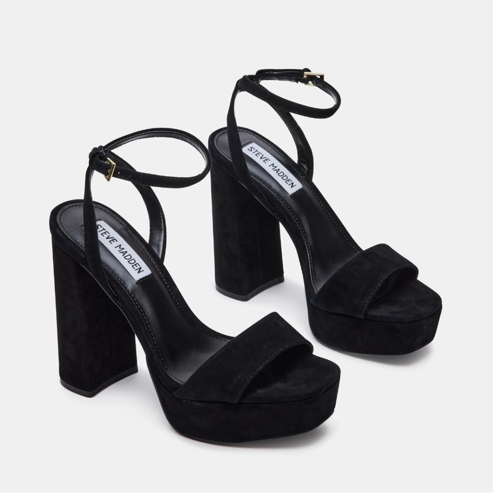 Steve Madden Lessa suede ankle strap platform dress heels Women's Size 10
